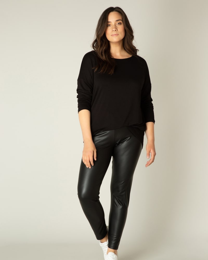 Front of a model wearing a size 1(48) Alene in Black by Base Level Curvy. | dia_product_style_image_id:279679